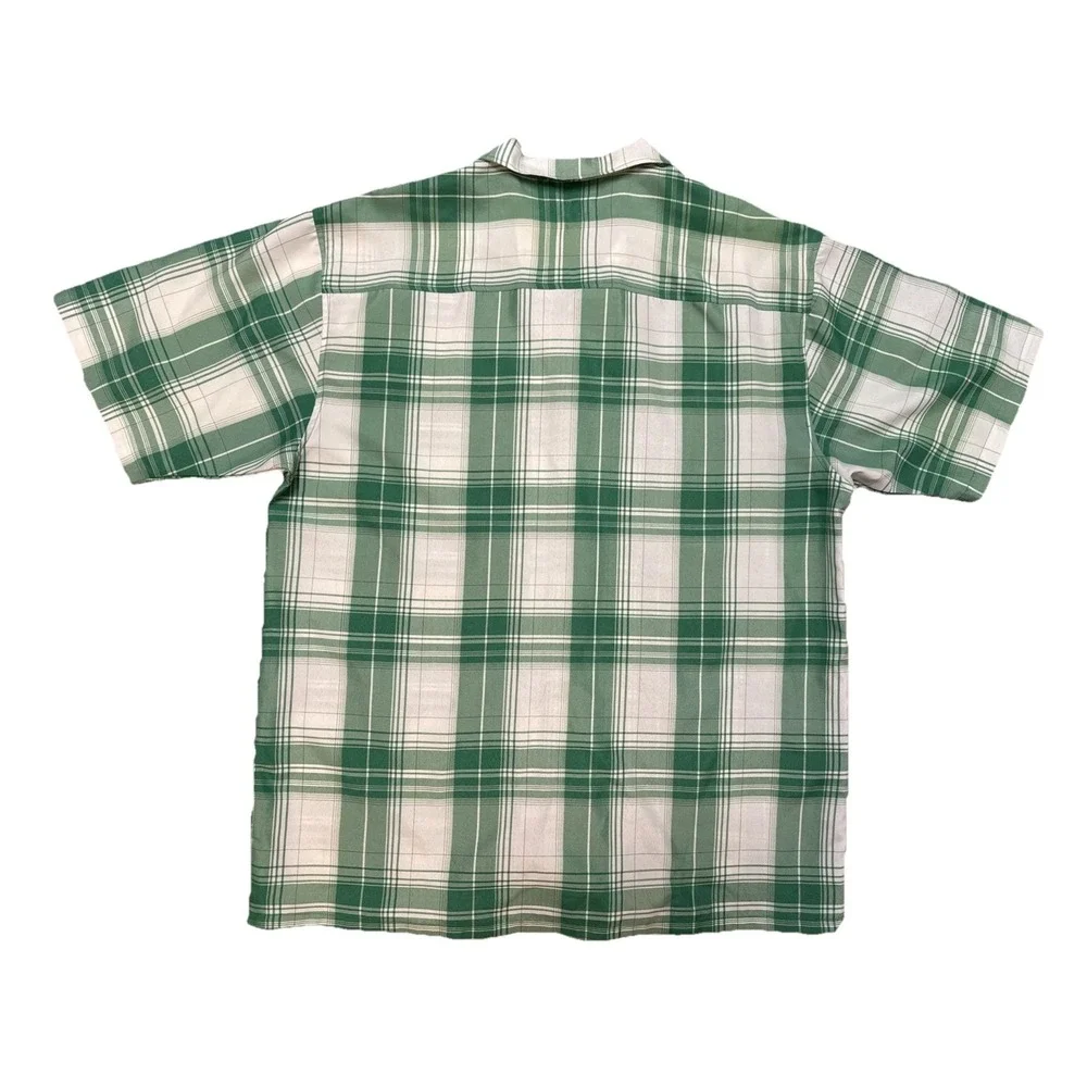 VTG Y2K Member's Property Green & White Plaid Short Sleeve Button Down Shirt XXL